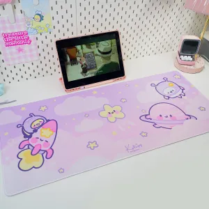 Pocket Planets Space Desk Mat | Katnipp Cosmic Mouse Pad | Kawaii Gaming Desk Decor | Katnipp Studios Desk Mat