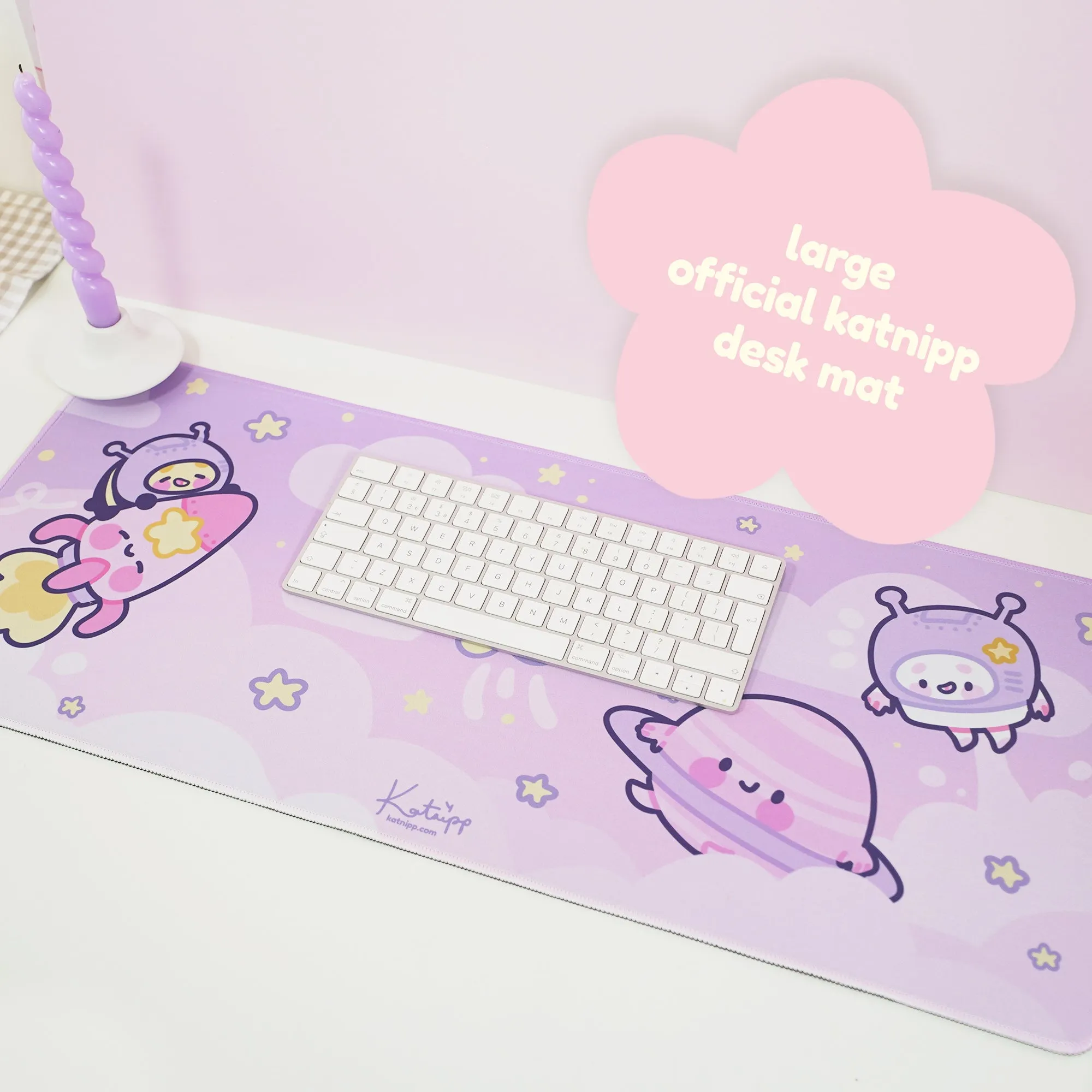 Pocket Planets Space Desk Mat | Katnipp Cosmic Mouse Pad | Kawaii Gaming Desk Decor | Katnipp Studios Desk Mat