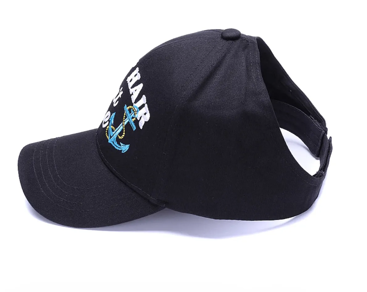 Ponytail Baseball Hat w/ Boat Anchor Design