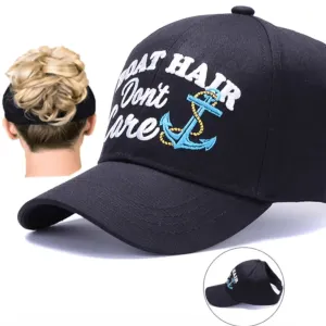 Ponytail Baseball Hat w/ Boat Anchor Design