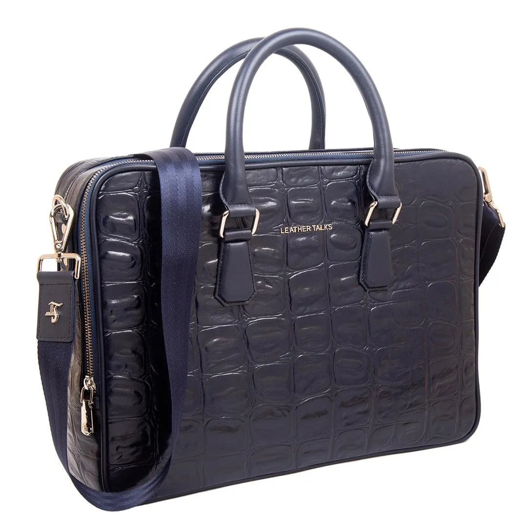 Ready to Ship Luxury Corporate Gift | Great Dane | Genuine Leather Portfolio Bag | Office Bag | Colour -  Blue
