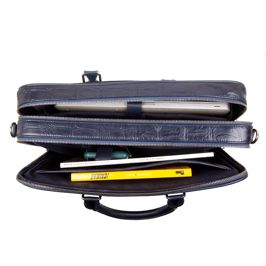 Ready to Ship Luxury Corporate Gift | Great Dane | Genuine Leather Portfolio Bag | Office Bag | Colour -  Blue