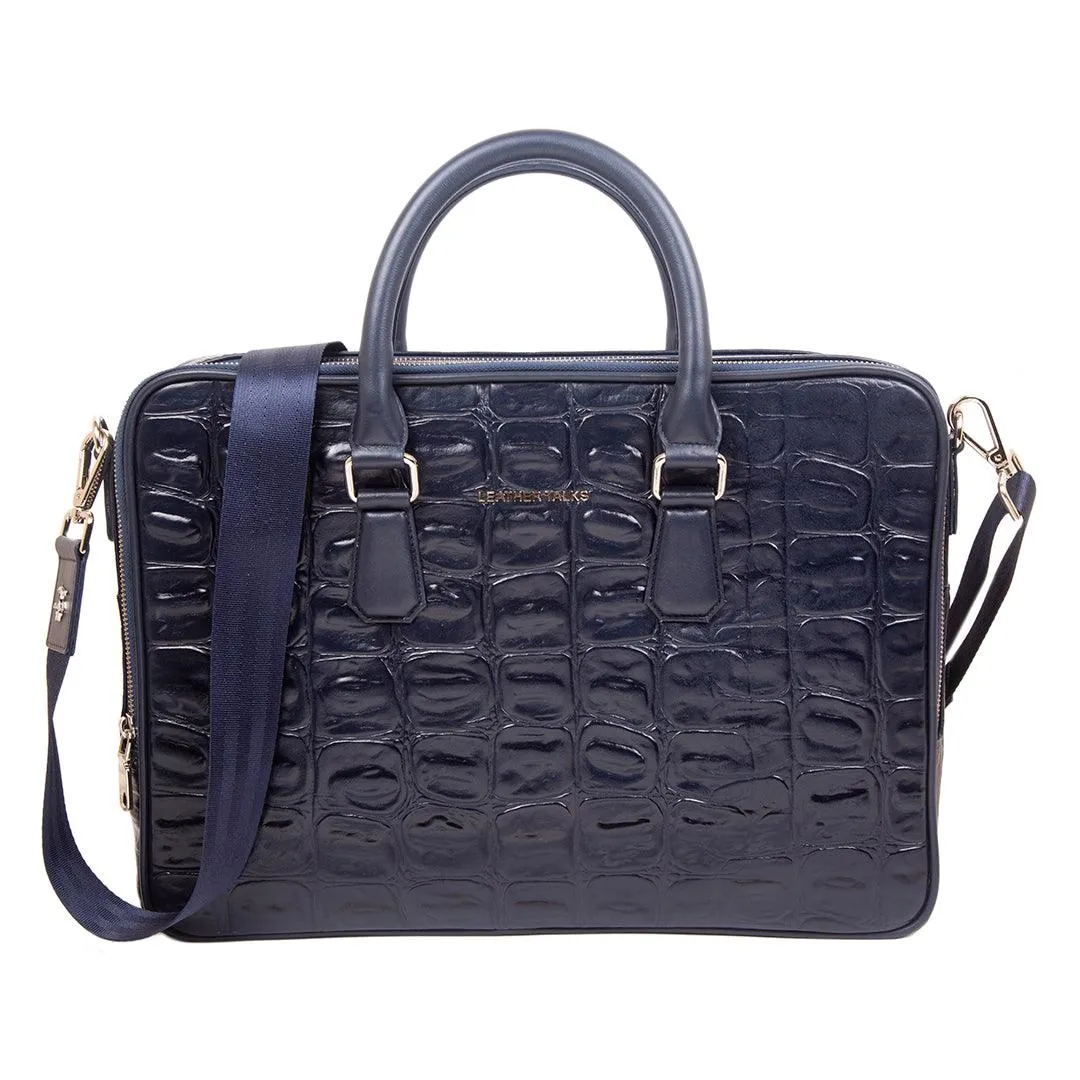 Ready to Ship Luxury Corporate Gift | Great Dane | Genuine Leather Portfolio Bag | Office Bag | Colour -  Blue