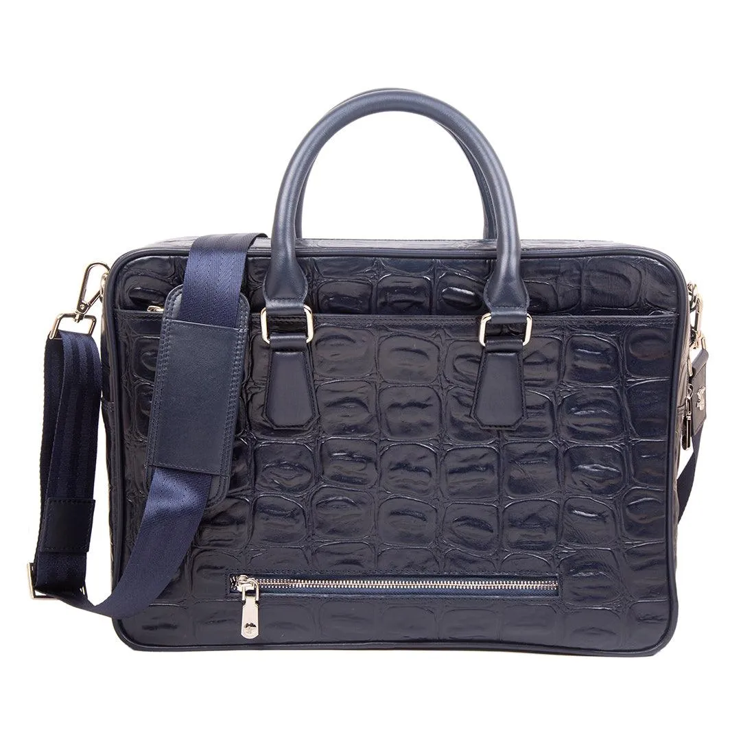 Ready to Ship Luxury Corporate Gift | Great Dane | Genuine Leather Portfolio Bag | Office Bag | Colour -  Blue
