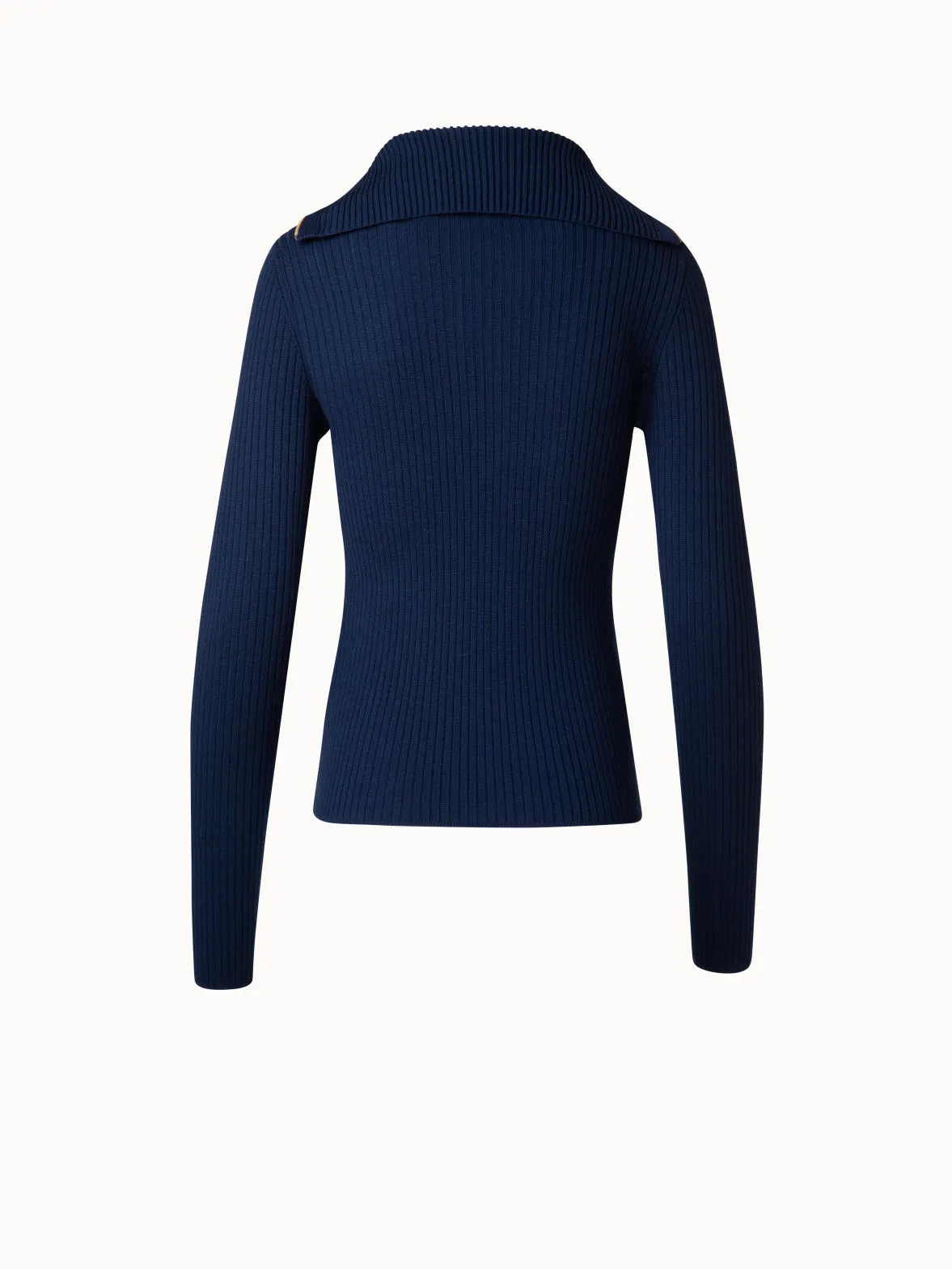 Ribbed Merino Sweater with XL-Collar