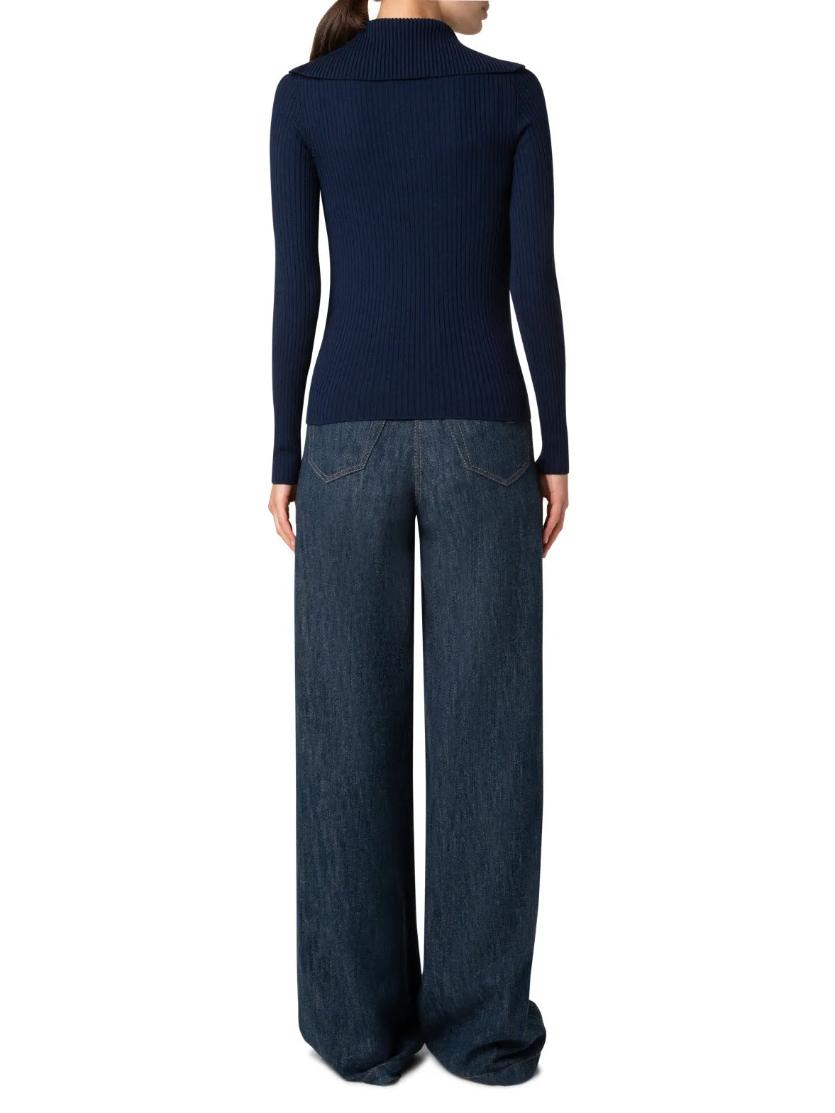 Ribbed Merino Sweater with XL-Collar