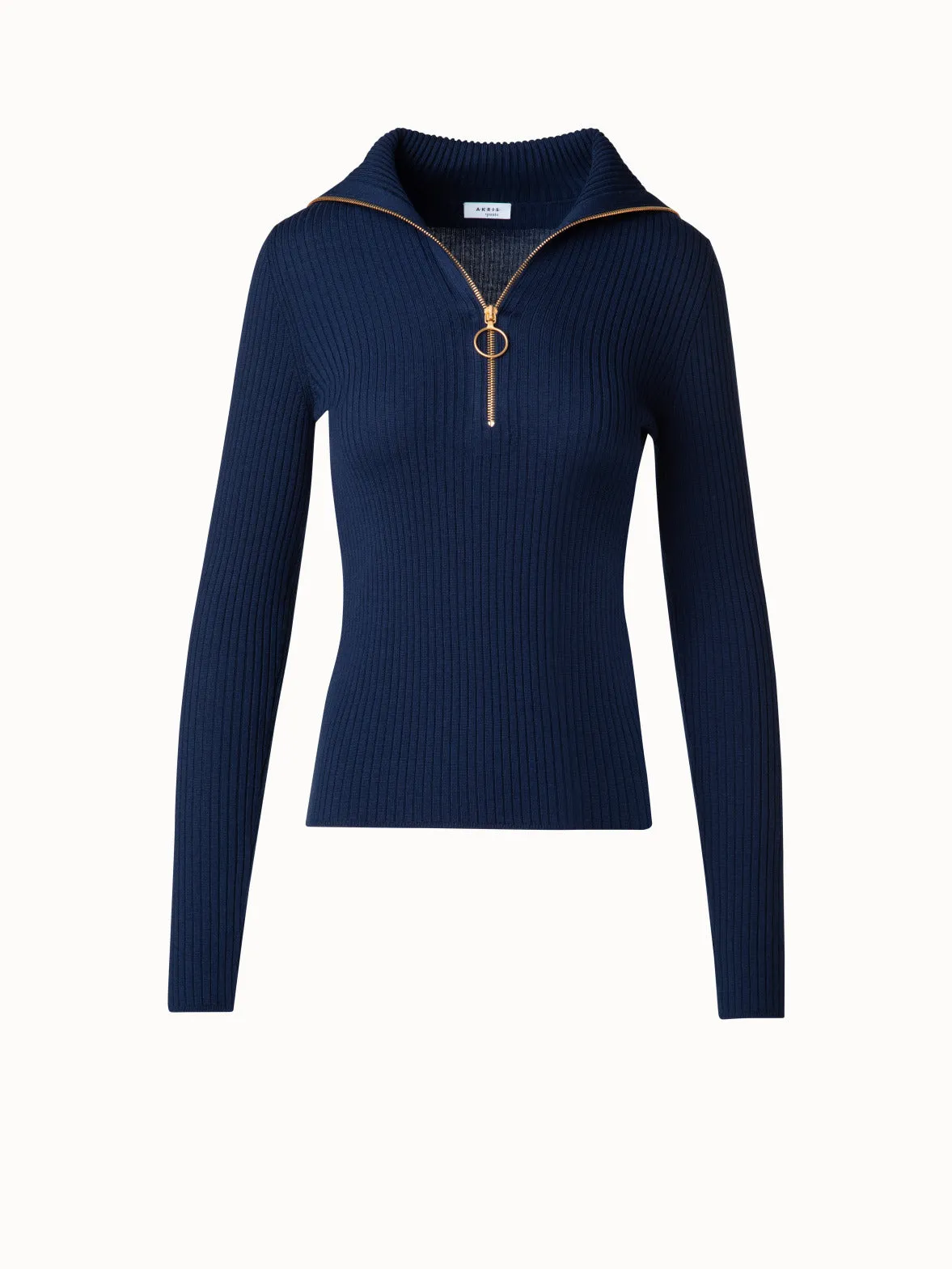 Ribbed Merino Sweater with XL-Collar