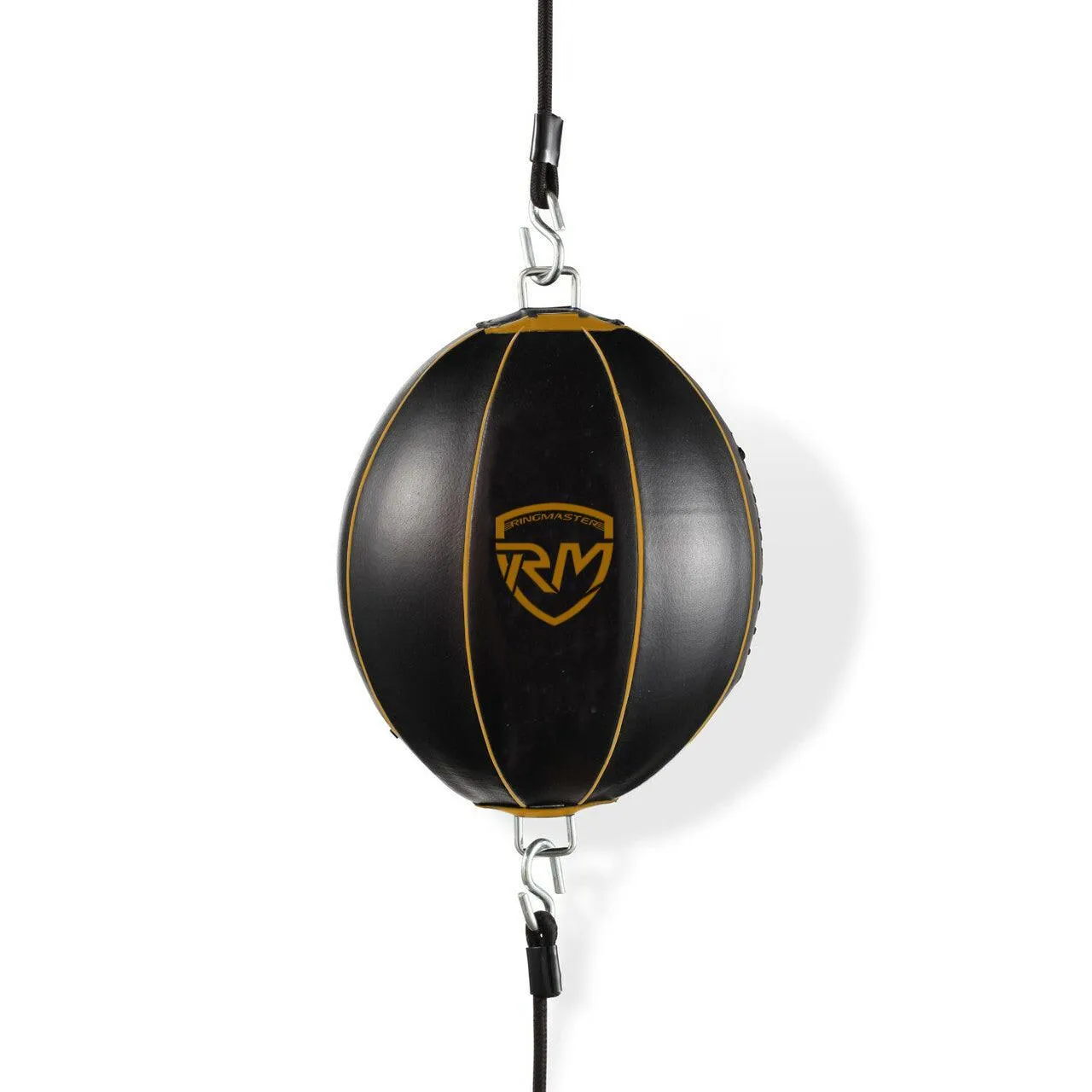 RingMaster Sports Double End Round Speed Ball BoxR Series Genuine Leather Gold/Black