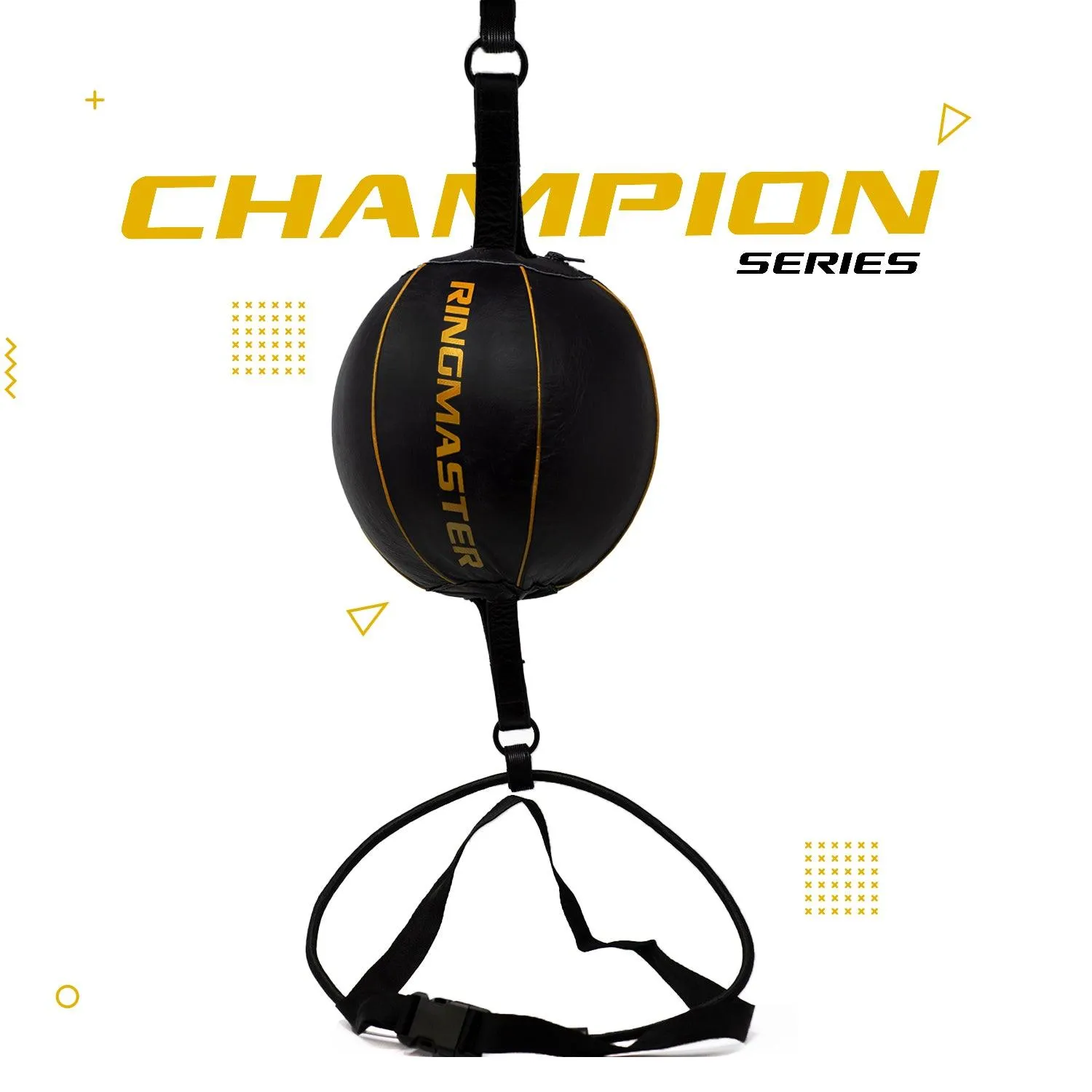 RingMaster Sports Double End Round Speed Ball Champion Series Genuine Leather Gold/Black