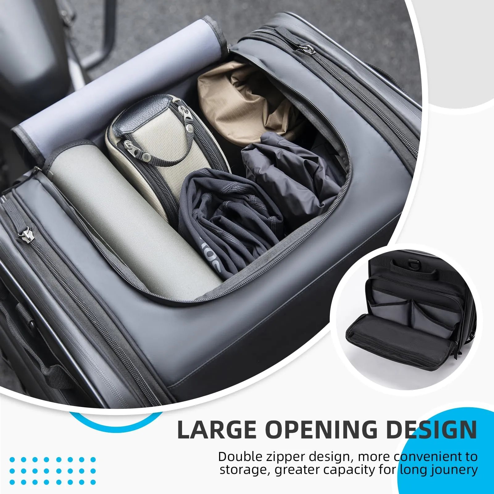 ROCKBROS 50L Expandable Motorcycle Tail Bag with Waterproof Rain Cover