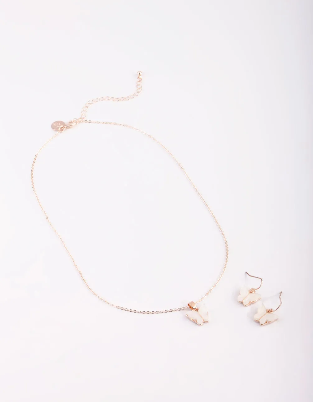 Rose Gold Butterfly Necklace & Earring Set