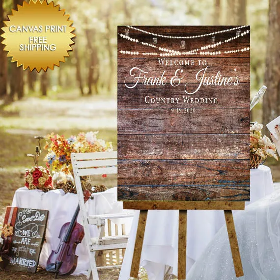 Rustic Wedding Welcome Custom Canvas Sign