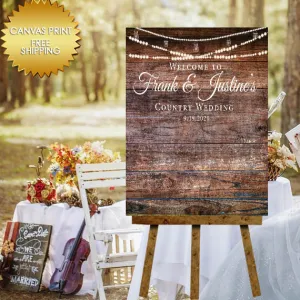Rustic Wedding Welcome Custom Canvas Sign
