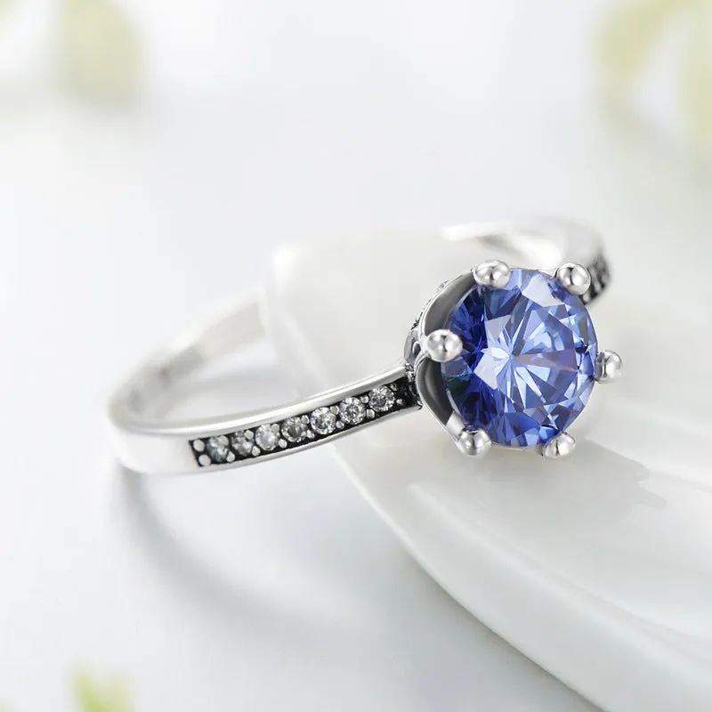 S925 Sterling Silver Tanzan Blue Zircon Women's Ring