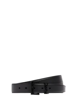 Saint Laurent   3cm monogram smooth leather belt 