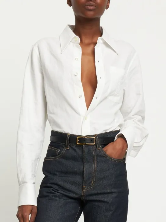 Saint Laurent   Boucle Double Cadre leather belt 