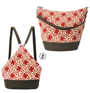 Samba in Red | Dark Brown Nylon | RTS Convertible Backpack Purse | Medium