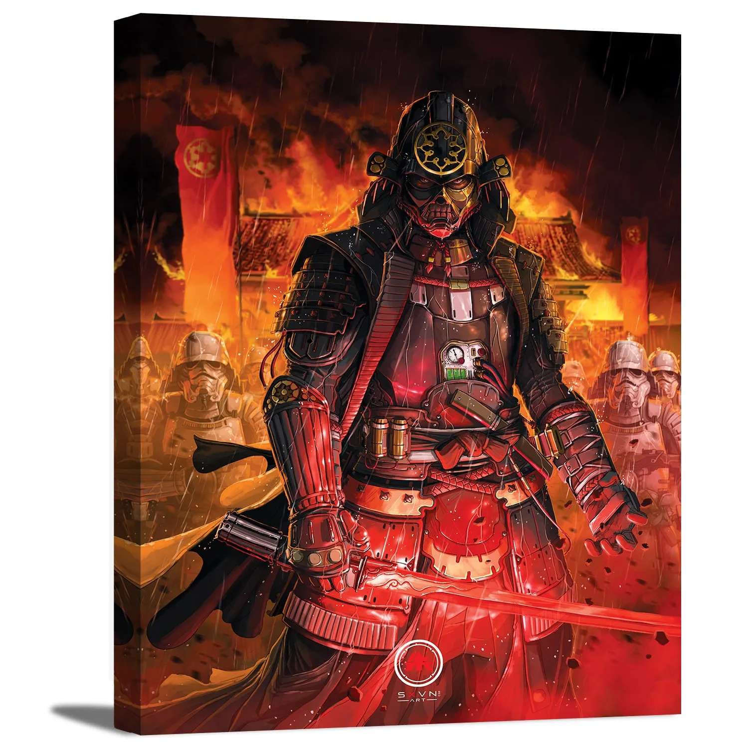 Samurai Warrior on Battlefield  Canvas Wall Art