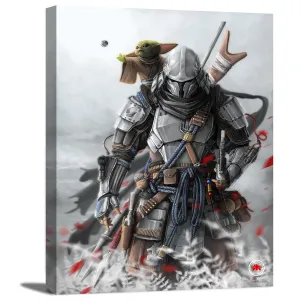 Samurai Warrior with Baby on Shoulder Canvas Wall Art