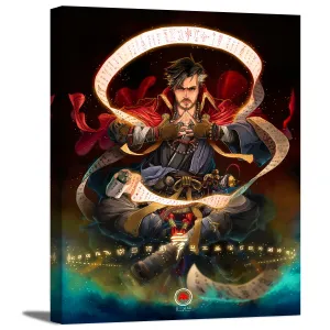 Samurai Wizard with Scroll Canvas Wall Art