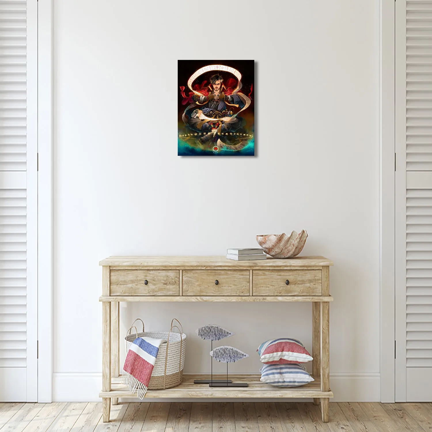 Samurai Wizard with Scroll Canvas Wall Art