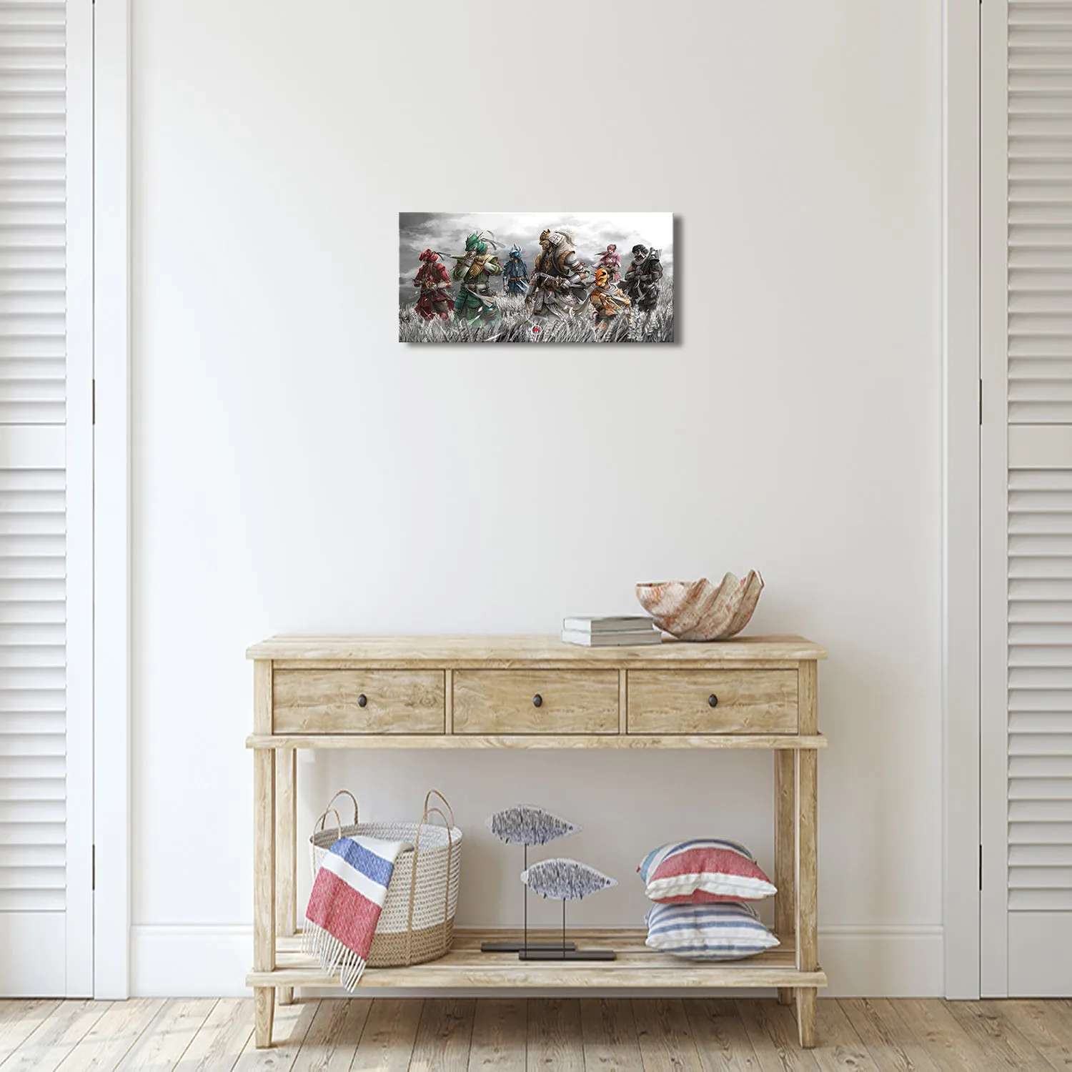 Seven Warriors on Field Canvas Wall Art