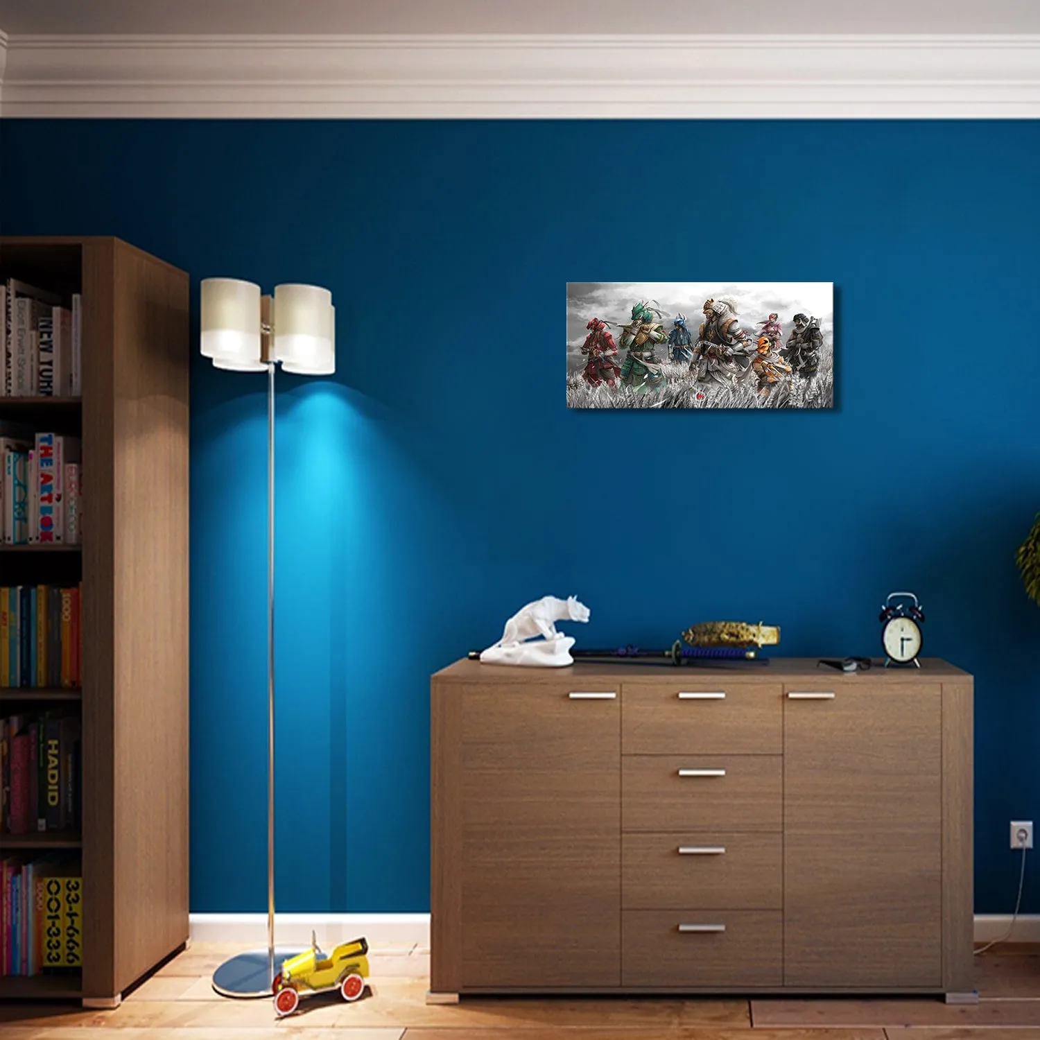 Seven Warriors on Field Canvas Wall Art