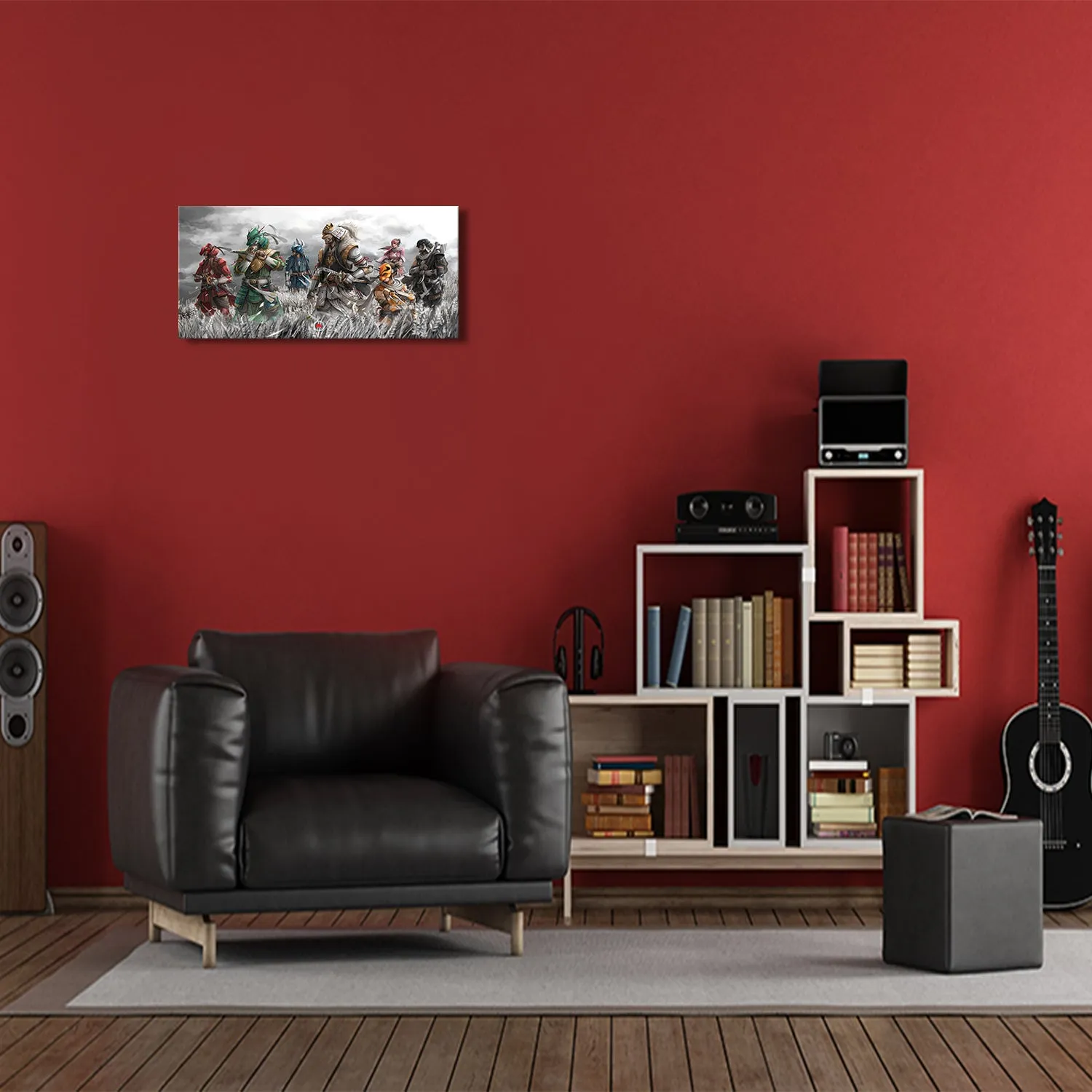Seven Warriors on Field Canvas Wall Art