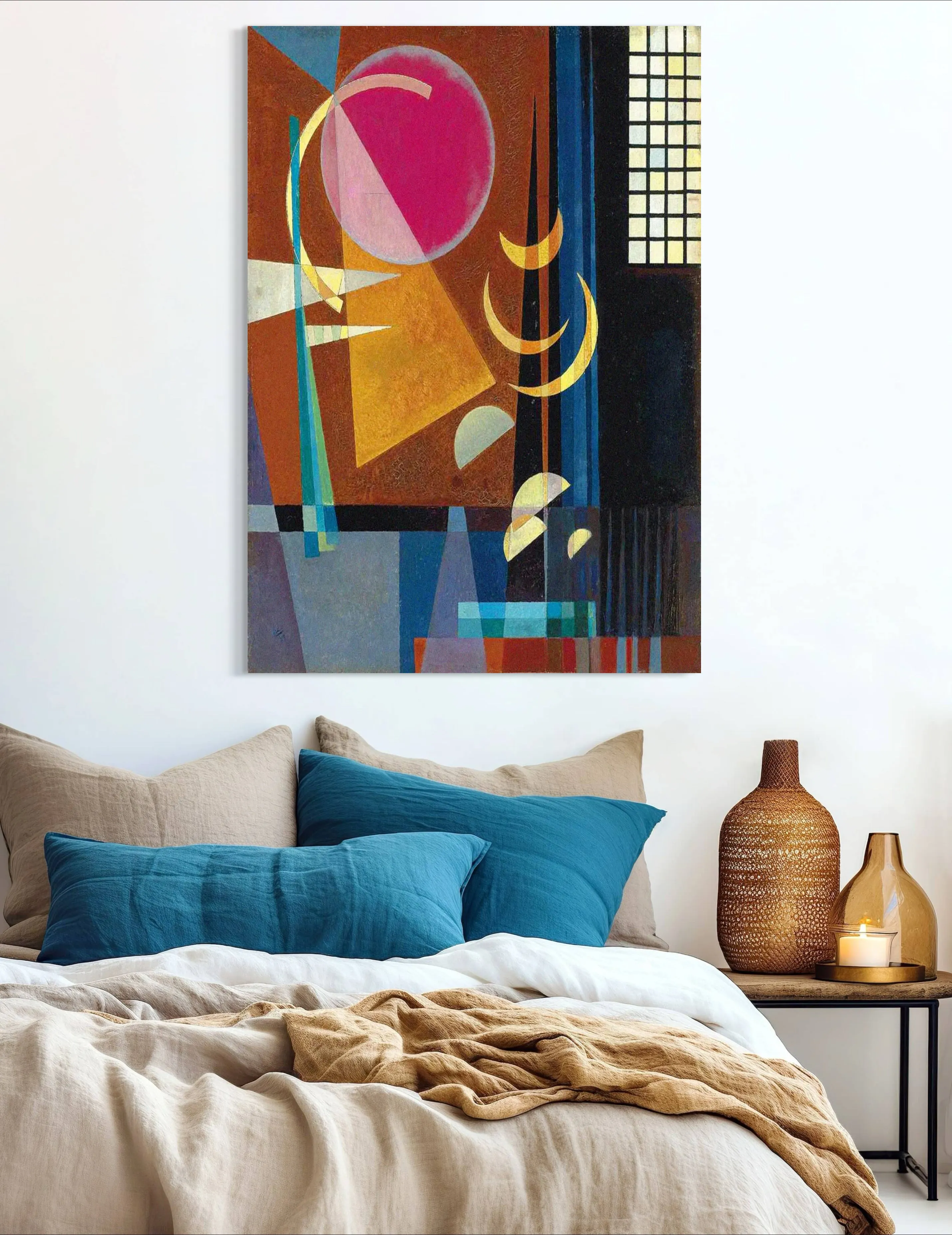 Sharp Quite - Painted by Wassily Kandinsky - Circa. 1927. High Quality Polyester Cotton Canvas Print. Ready to be Framed. Available in Two Sizes - 40cm X 60cm & 70cm x 100cm.