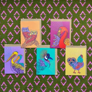 Shining Birds Greeting Cards by Lulu Kitololo