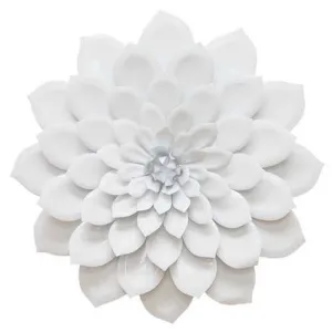 Shining White Metal Flower Wall Decor