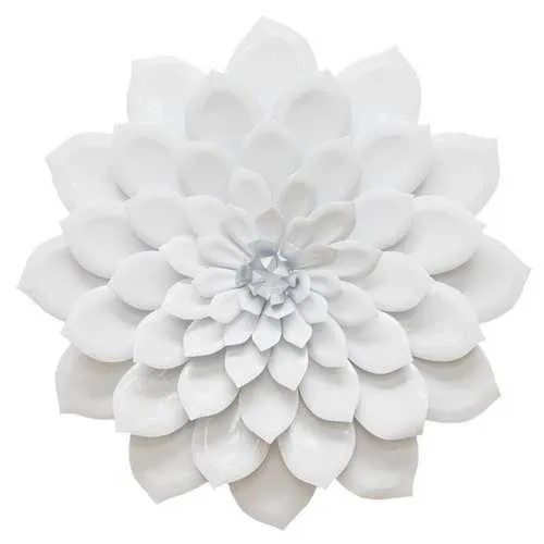 Shining White Metal Flower Wall Decor