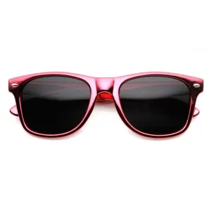 Shiny Foil Reflective Coating Retro Horned Rim Sunglasses 8724