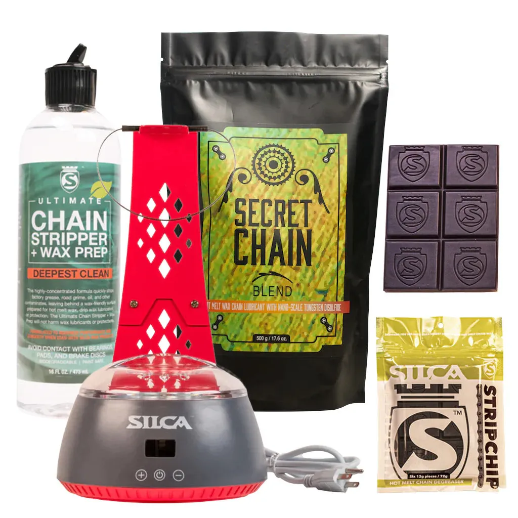 Silca DIY Waxing Starter Kit - Waxing Machine, Strip Chip, Bag of Hot Wax, 16oz Chain Stripper