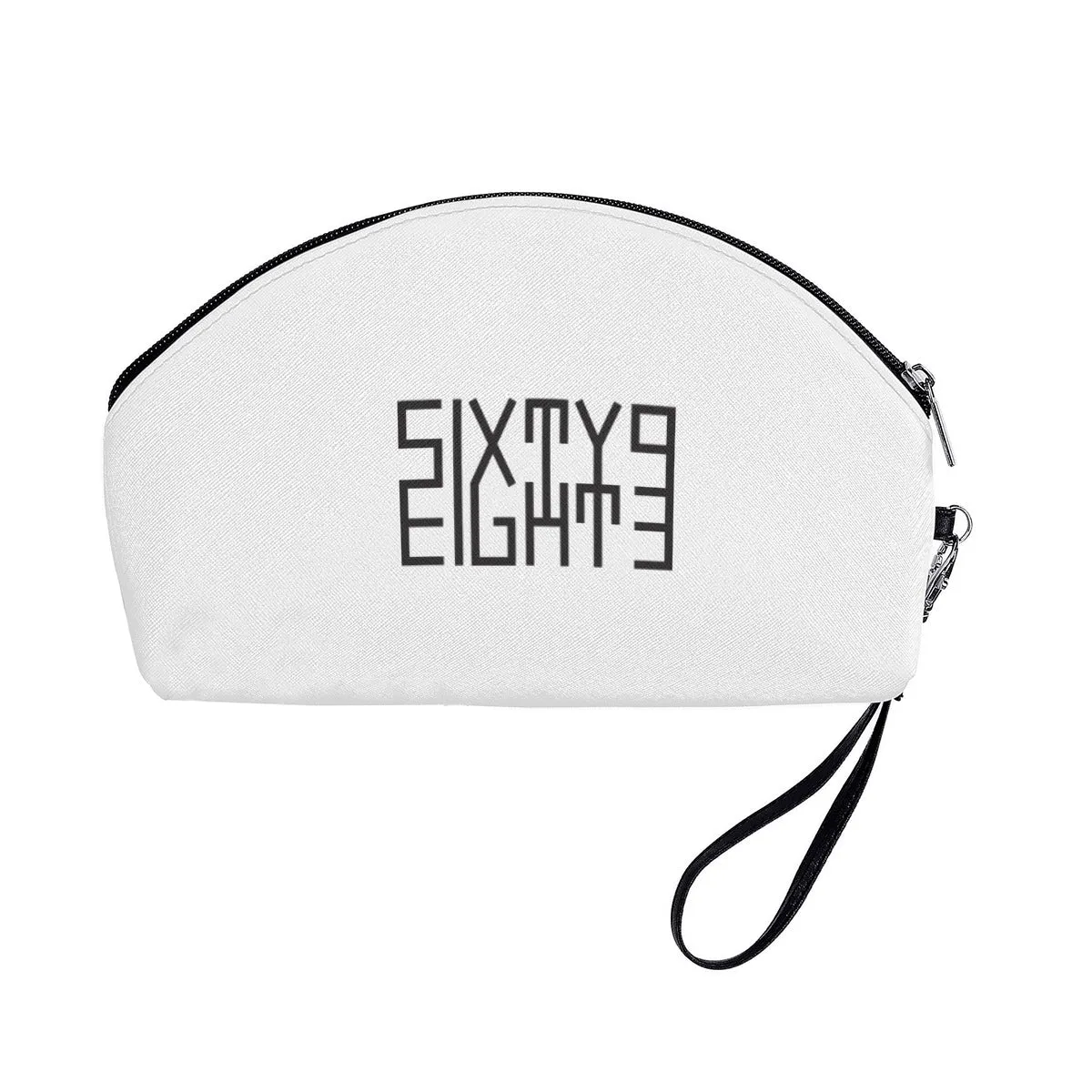 Sixty Eight 93 Logo Black White Curved Cosmetic Bag