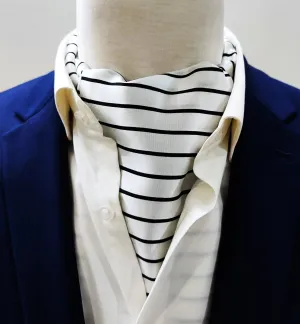 SLEEK BLACK & WHITE STRIPES SILK Ascots