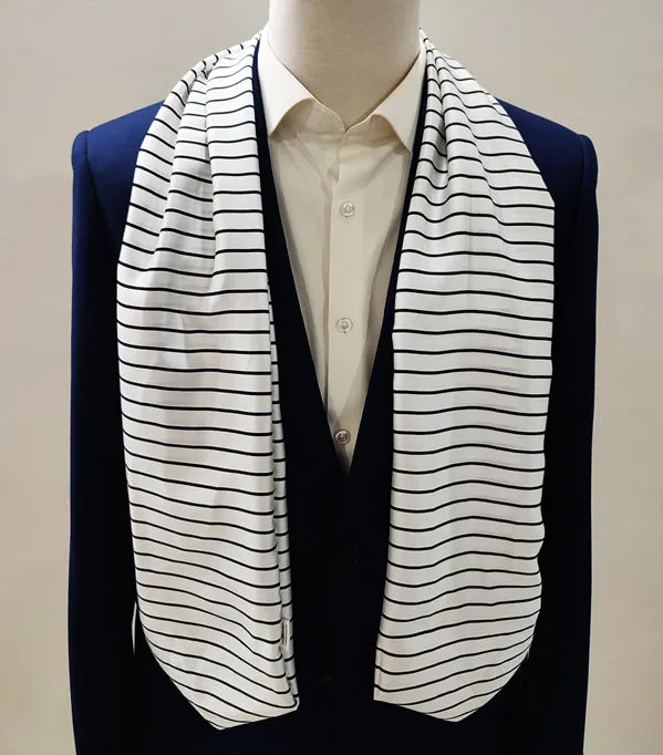 SLEEK BLACK & WHITE STRIPES SILK Ascots