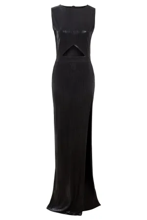Sleek Black Cut-Out Evening Gown