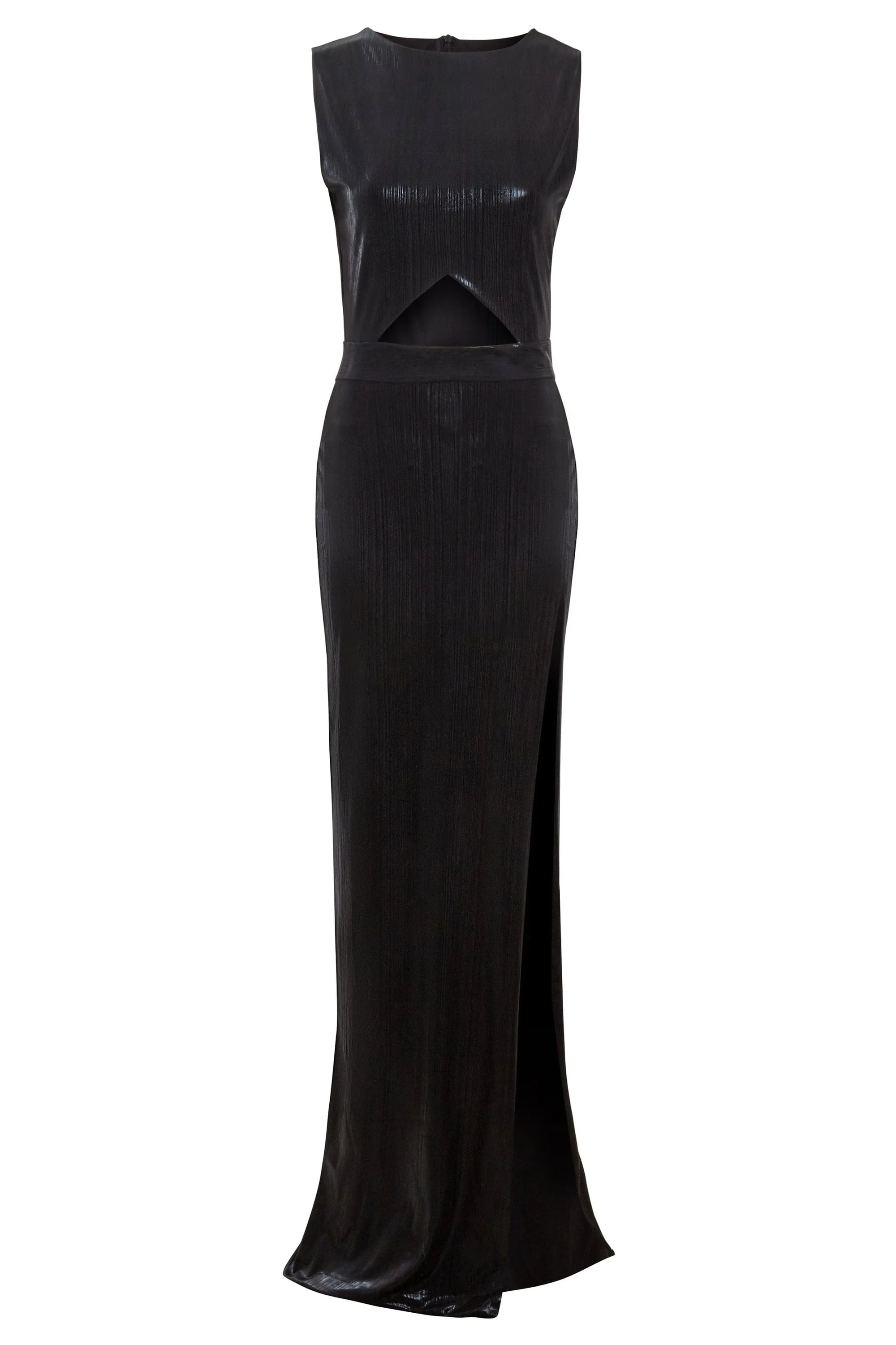 Sleek Black Cut-Out Evening Gown