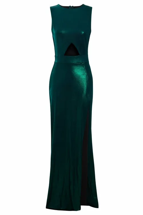 Sleek Black Cut-Out Evening Gown