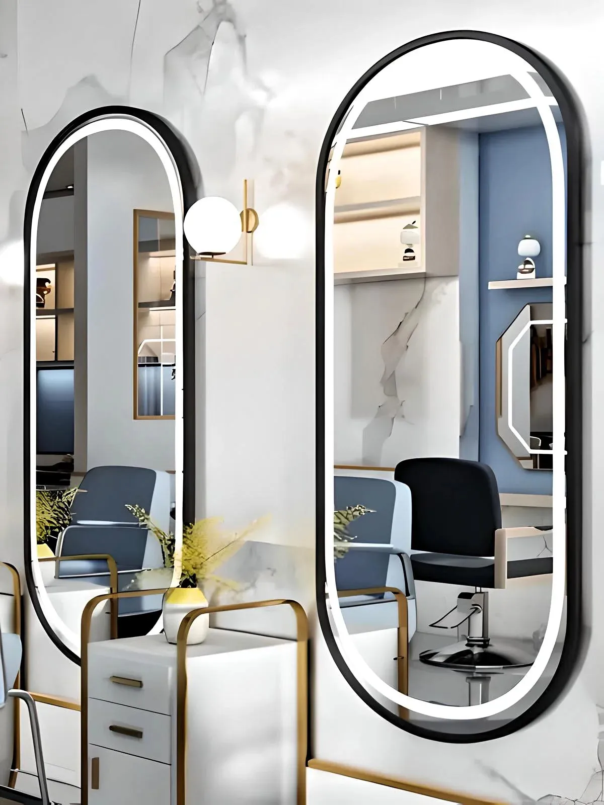 Sleek Black LED Metal Mirror