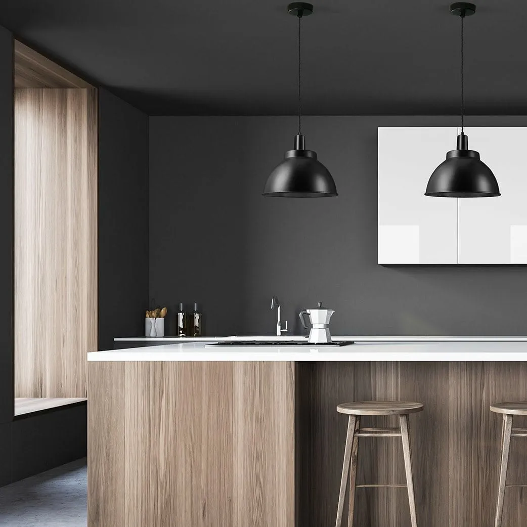Sleek Dome Pendant - 13 Inch - Black