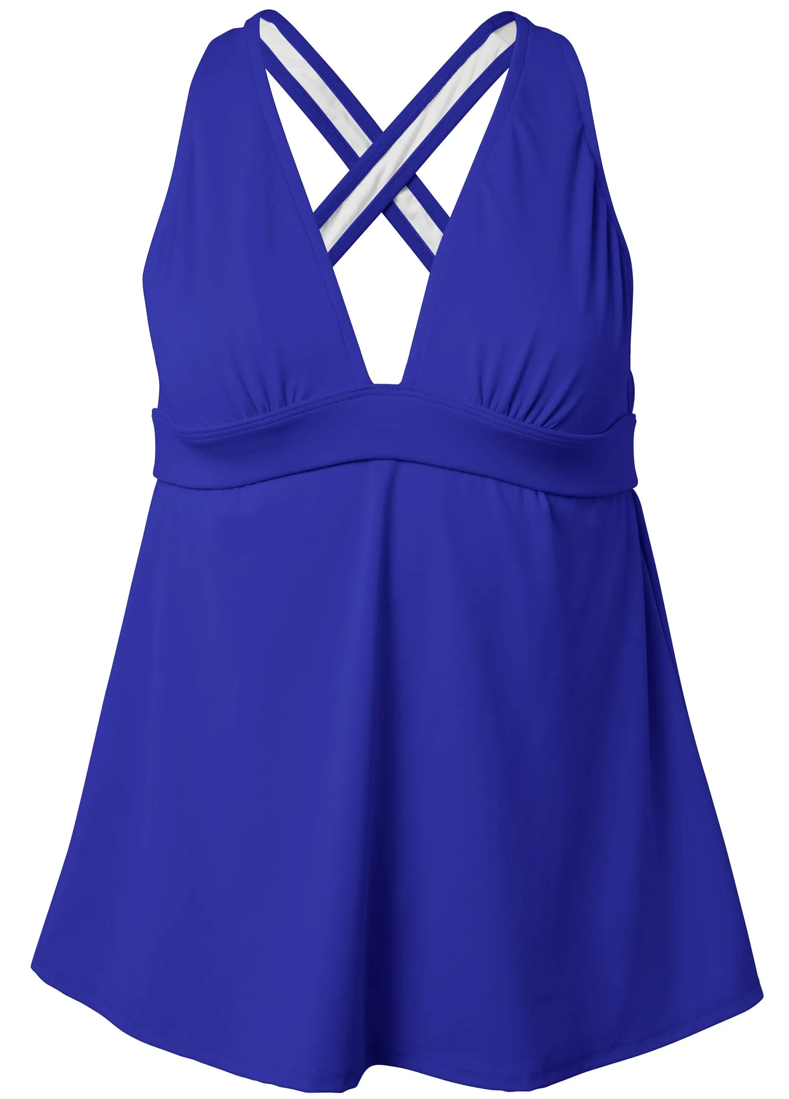 Sleek Flowing Tankini Top - Cobalt Blue