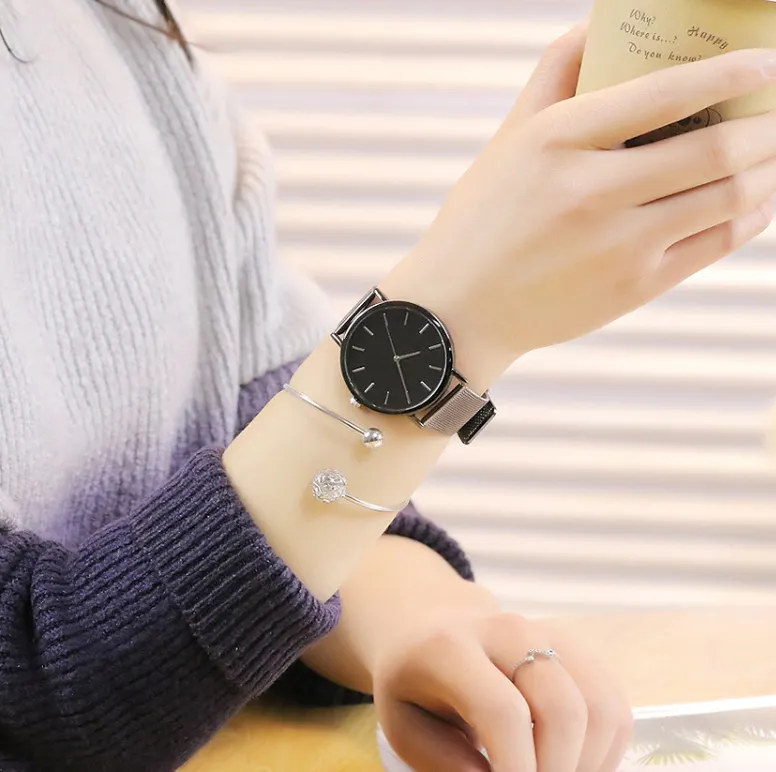 Sleek Metal Mesh Band Watch