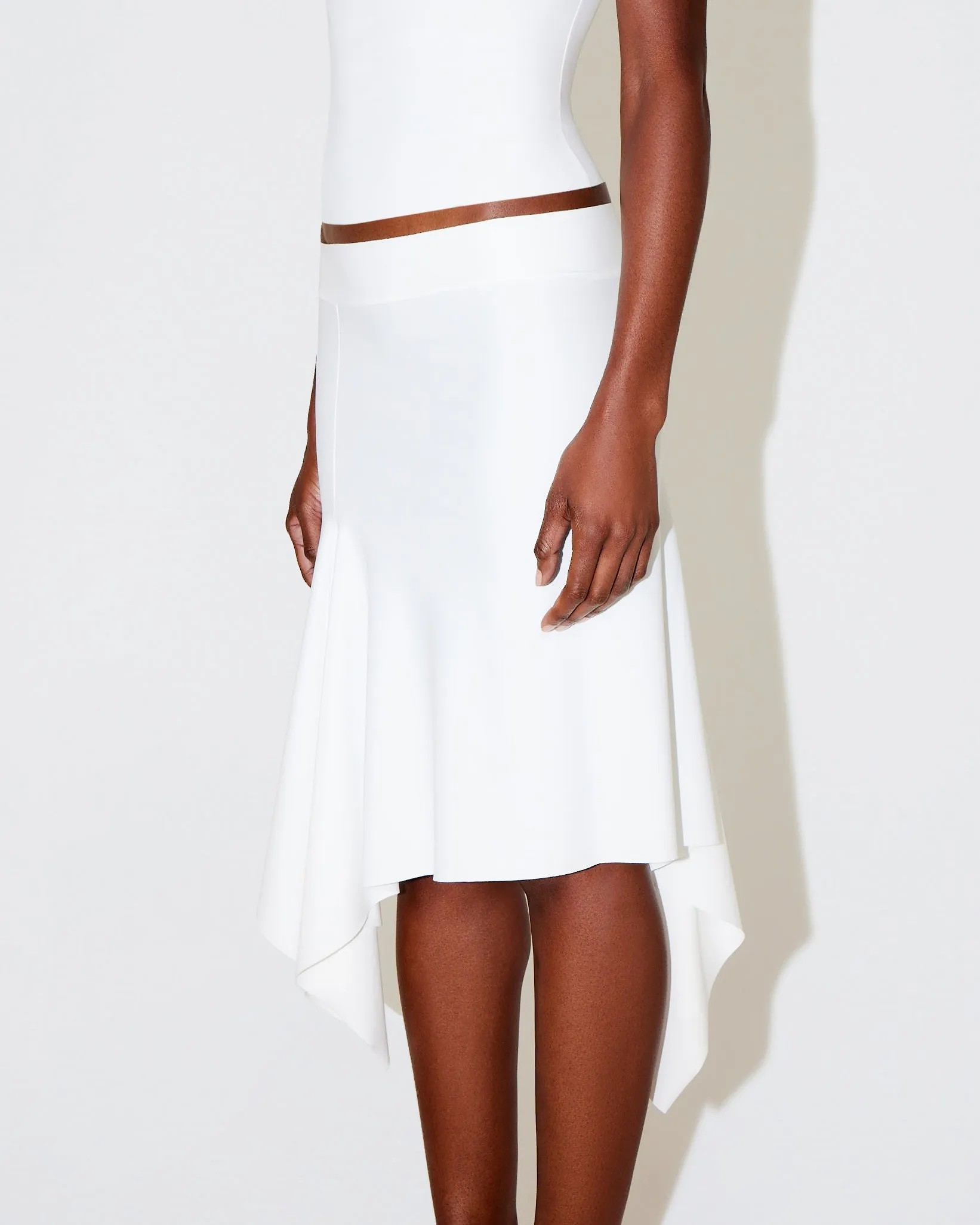 Sleek Stretch Asymmetrical Skirt | Bright White