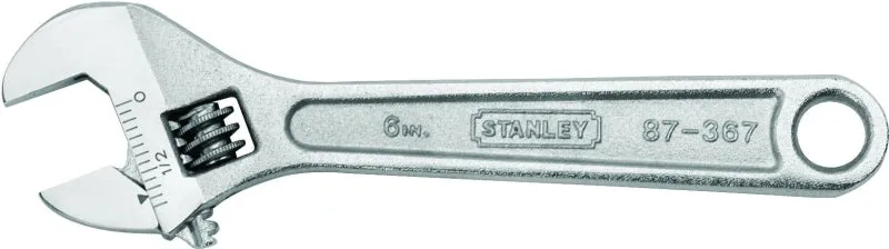 Stanley 87-367 Adjustable Wrench, 6 in OAL, 1-1/20 in Jaw, Steel, Chrome :CD 1: QUANTITY: 1