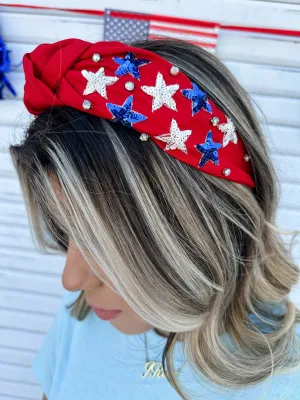 Star Beaded Headband - Red