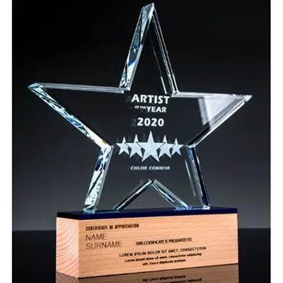 Star Wooden Crystal Awards