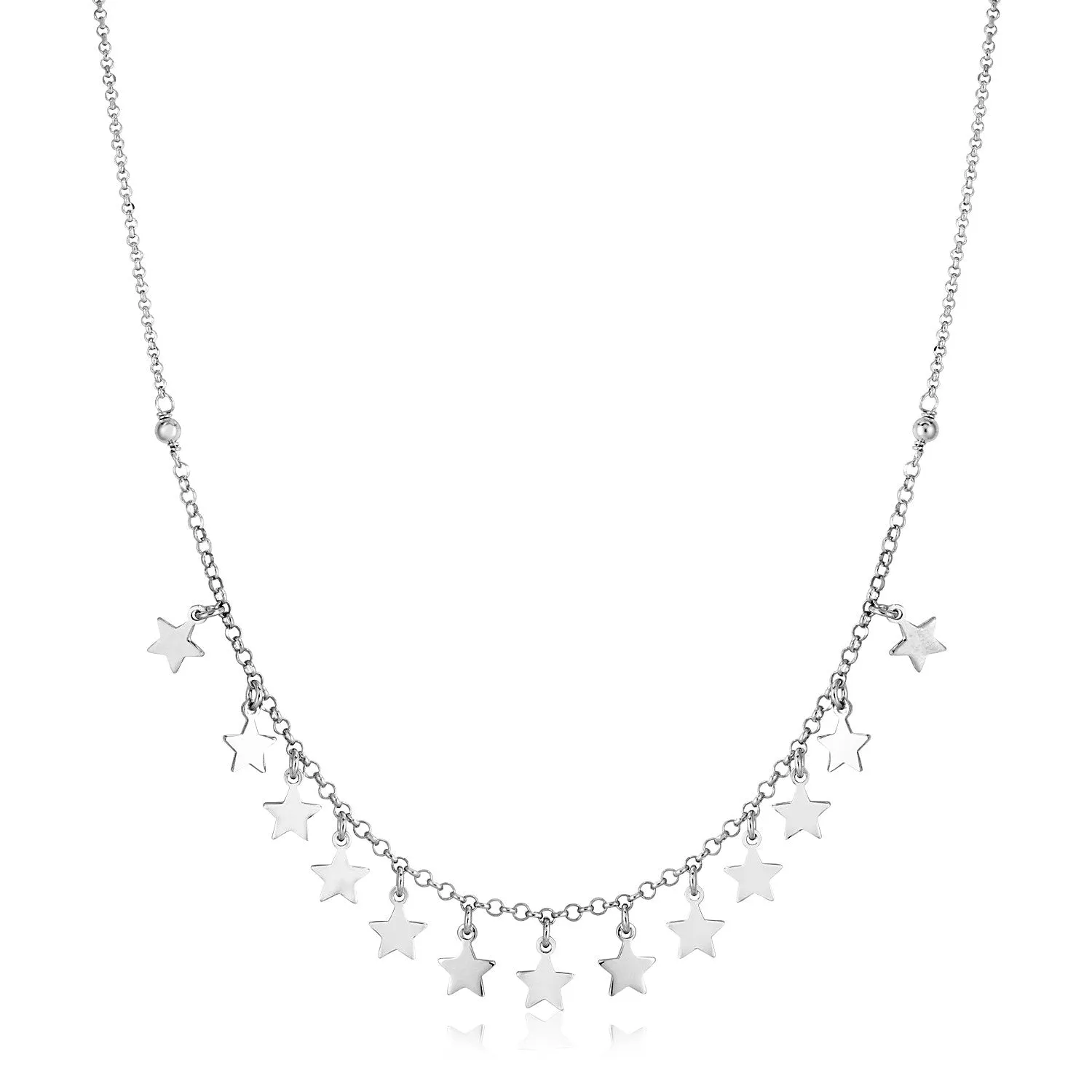 Sterling Silver Necklace with Polished Stars