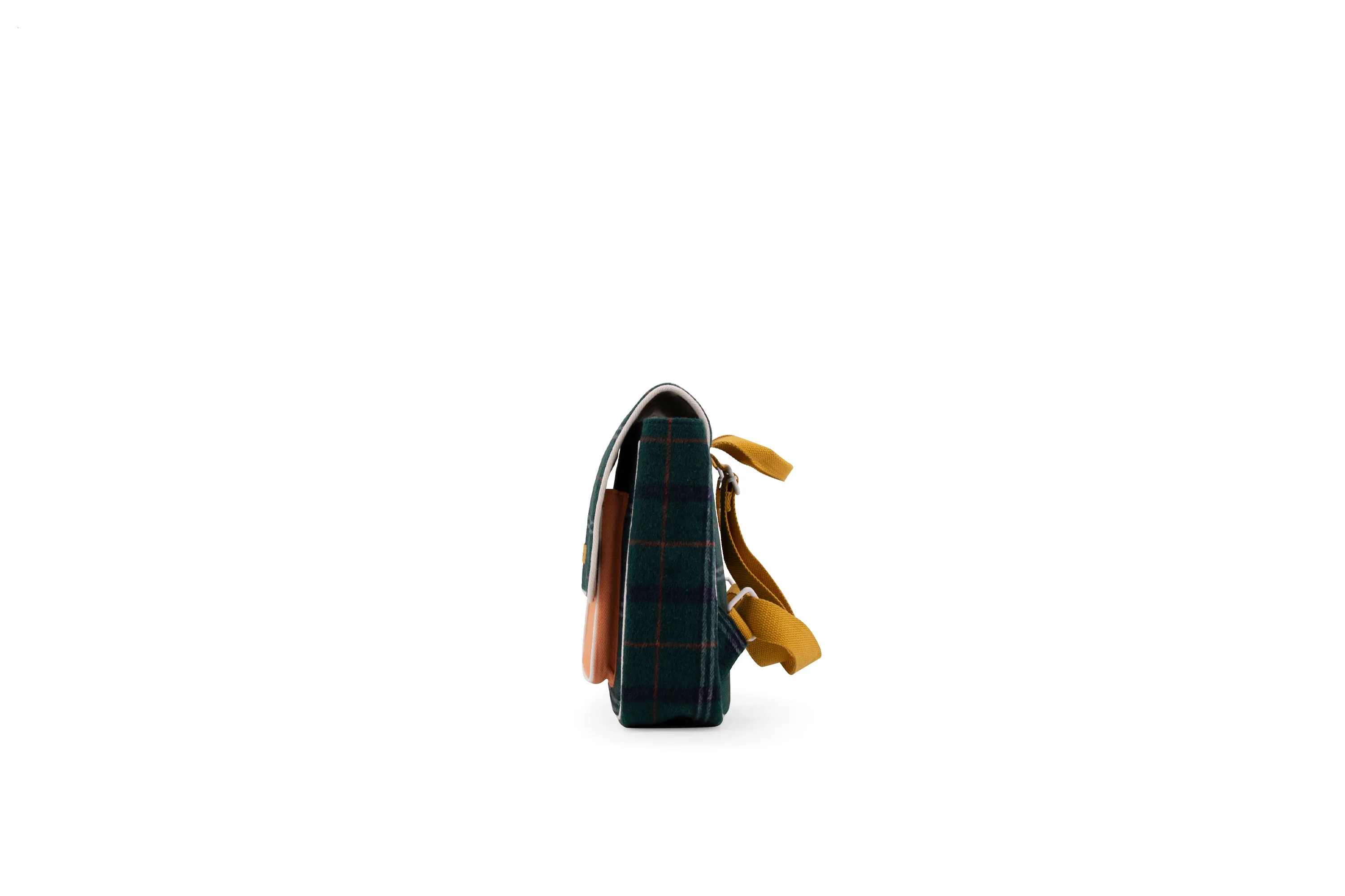 Sticky Lemon Wanderer School Bag, Forest Green Checks